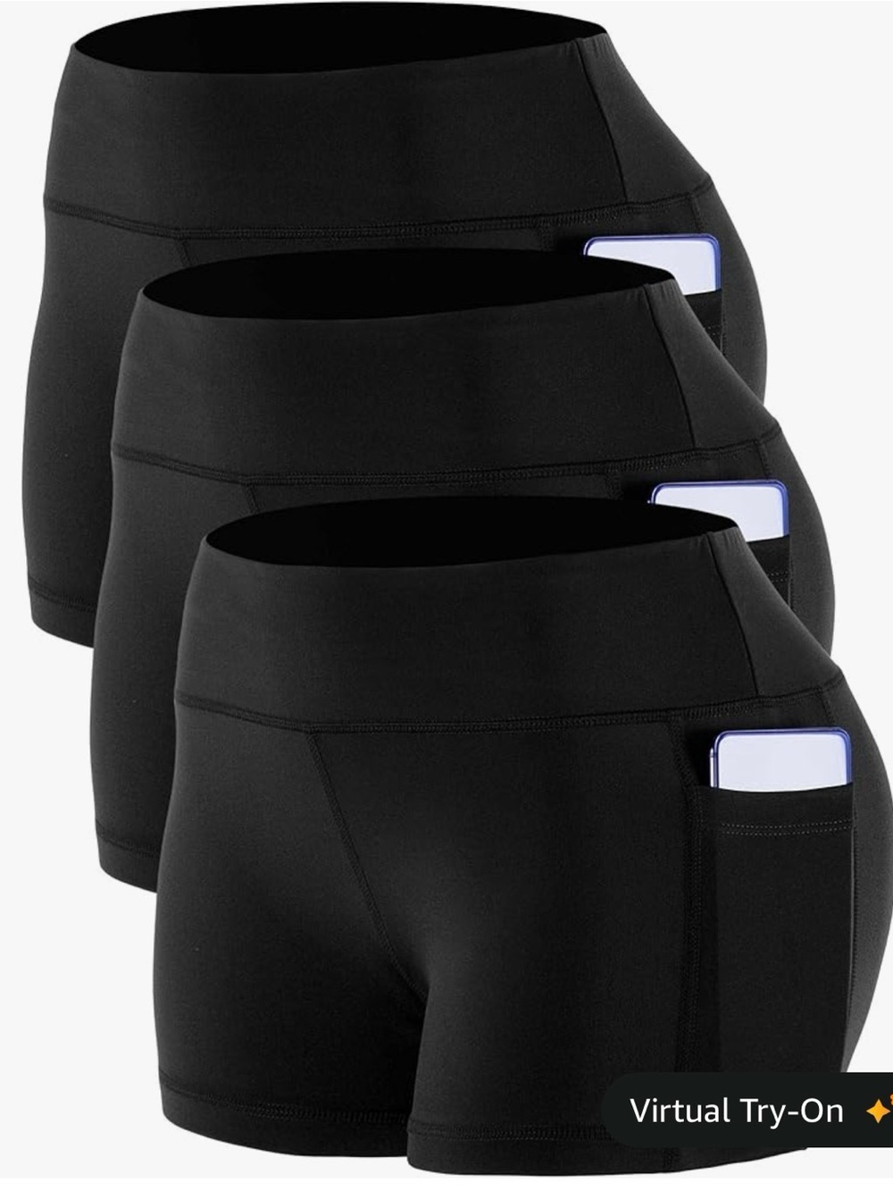 Women’s High-Waist Black Active Shorts with Side Pocket